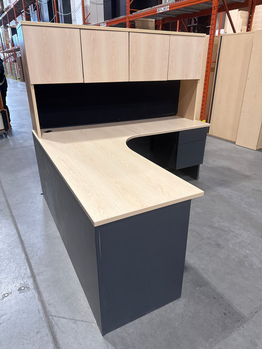 L-Shape Desk w/Hutch and BF Ped