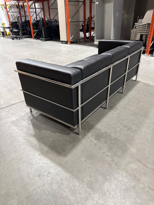 Leather 3 Seat Sofa w/Metal Frame