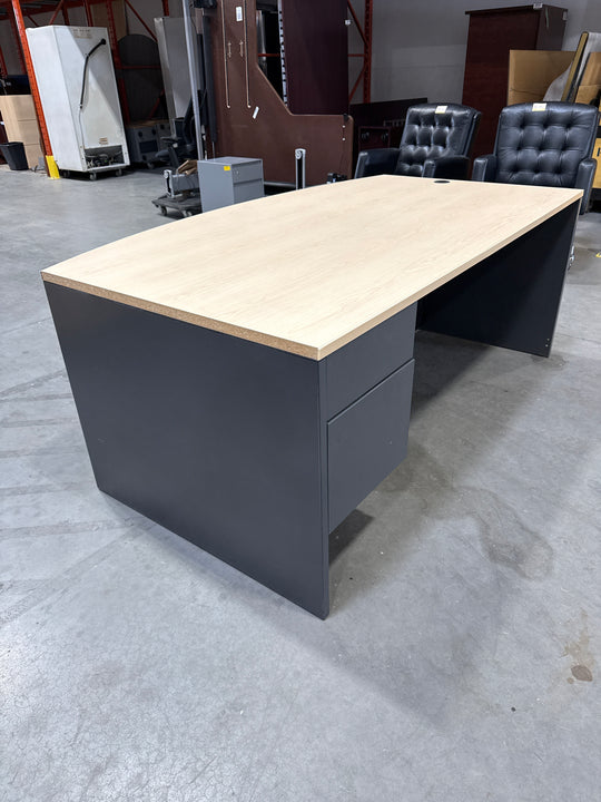 6’ Bow Front Straight Desk w/BF Ped