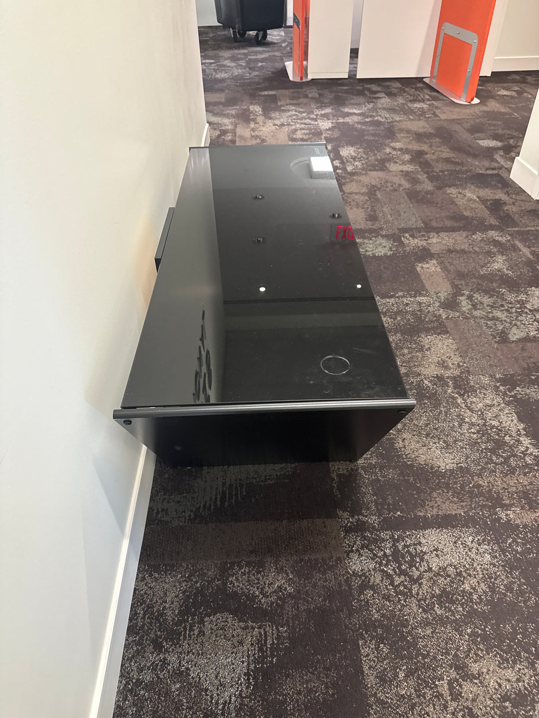 Glass Top Media Shelf