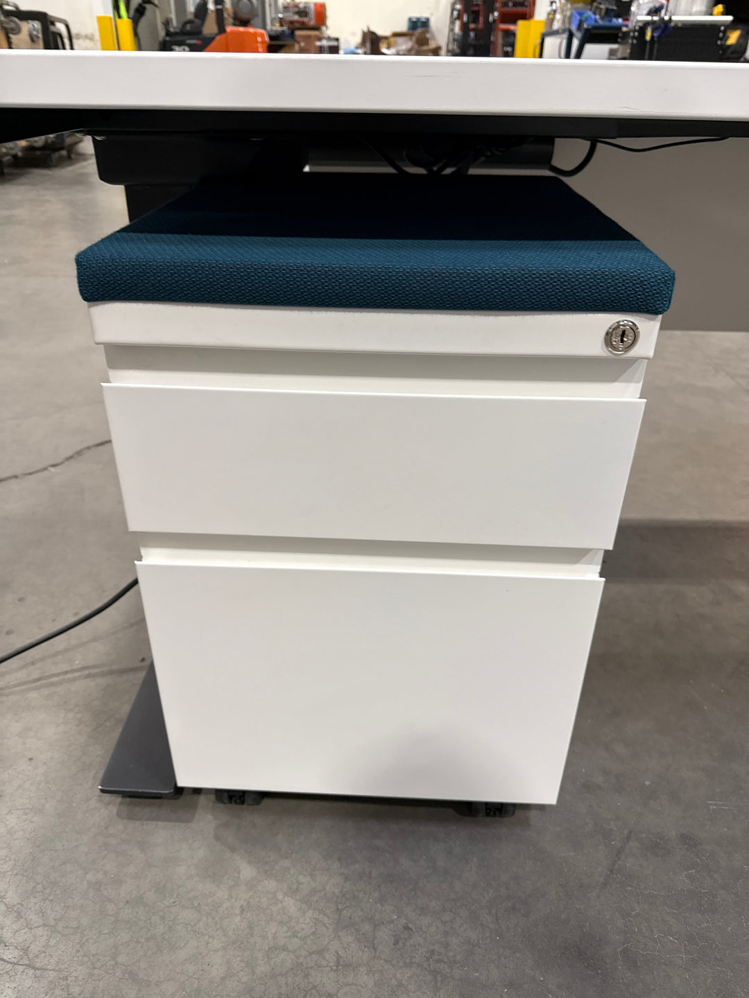 5’ Haworth Electronic Sit Stand Desk w/Modesty Panel and BF Ped
