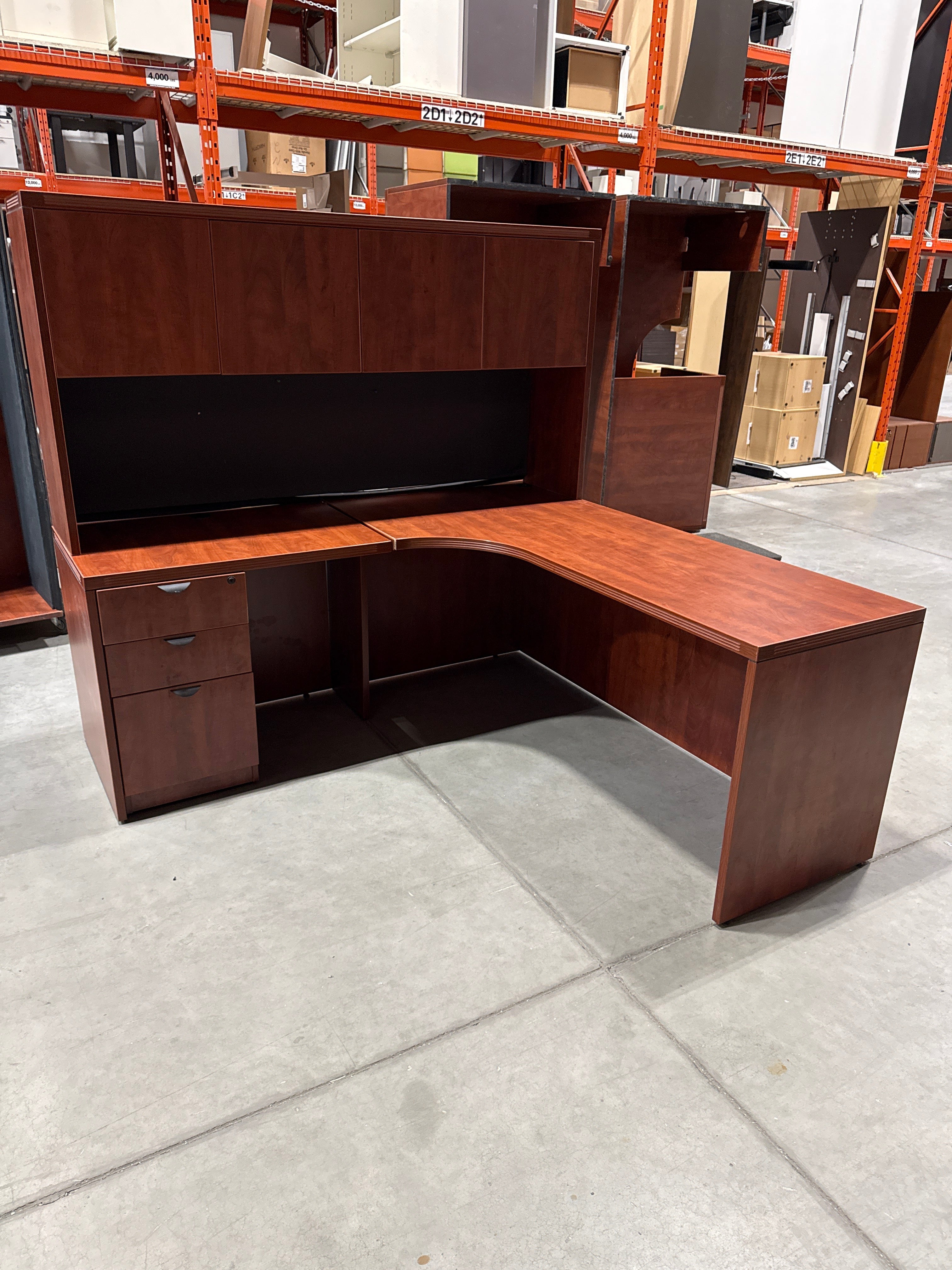 L-Shape Desk w/Hutch and BBF Ped – Premiere Office Furniture