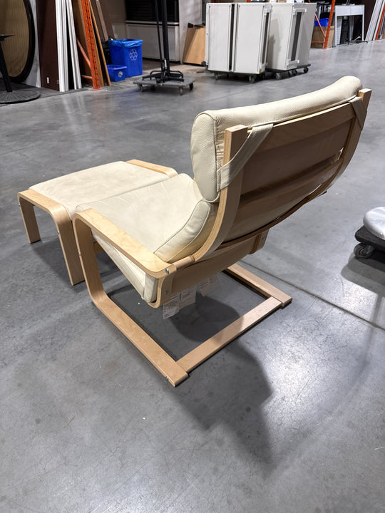 Leather High Back Lounge Chair w/Footrest