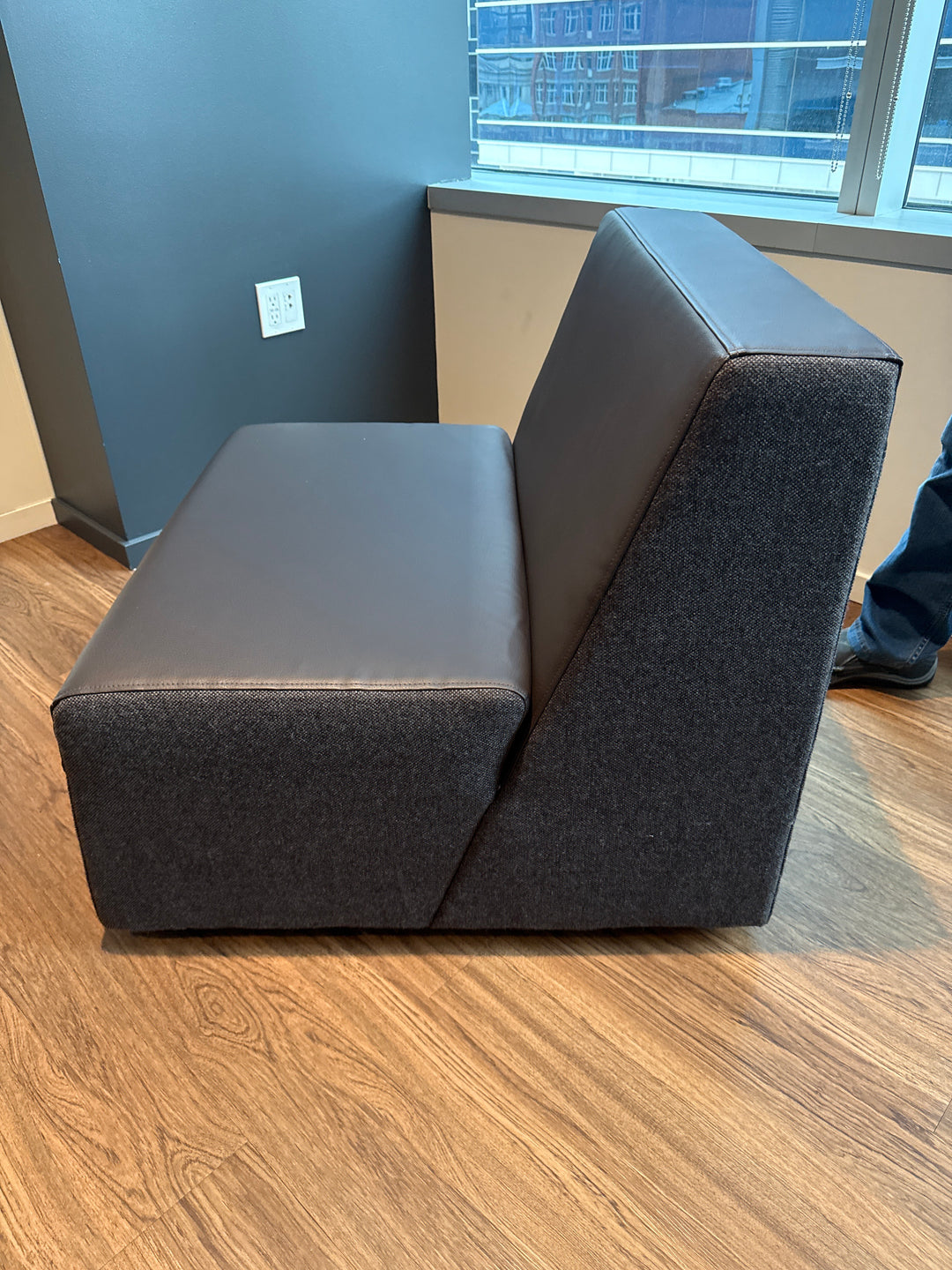 Leather and Fabric 1 Seat Sofa