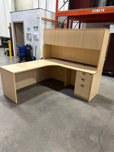 L-Shape Desk w/Hutch, BBF Ped