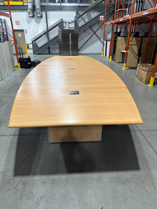 20’ Boatshape Boardroom Table w/Electrical