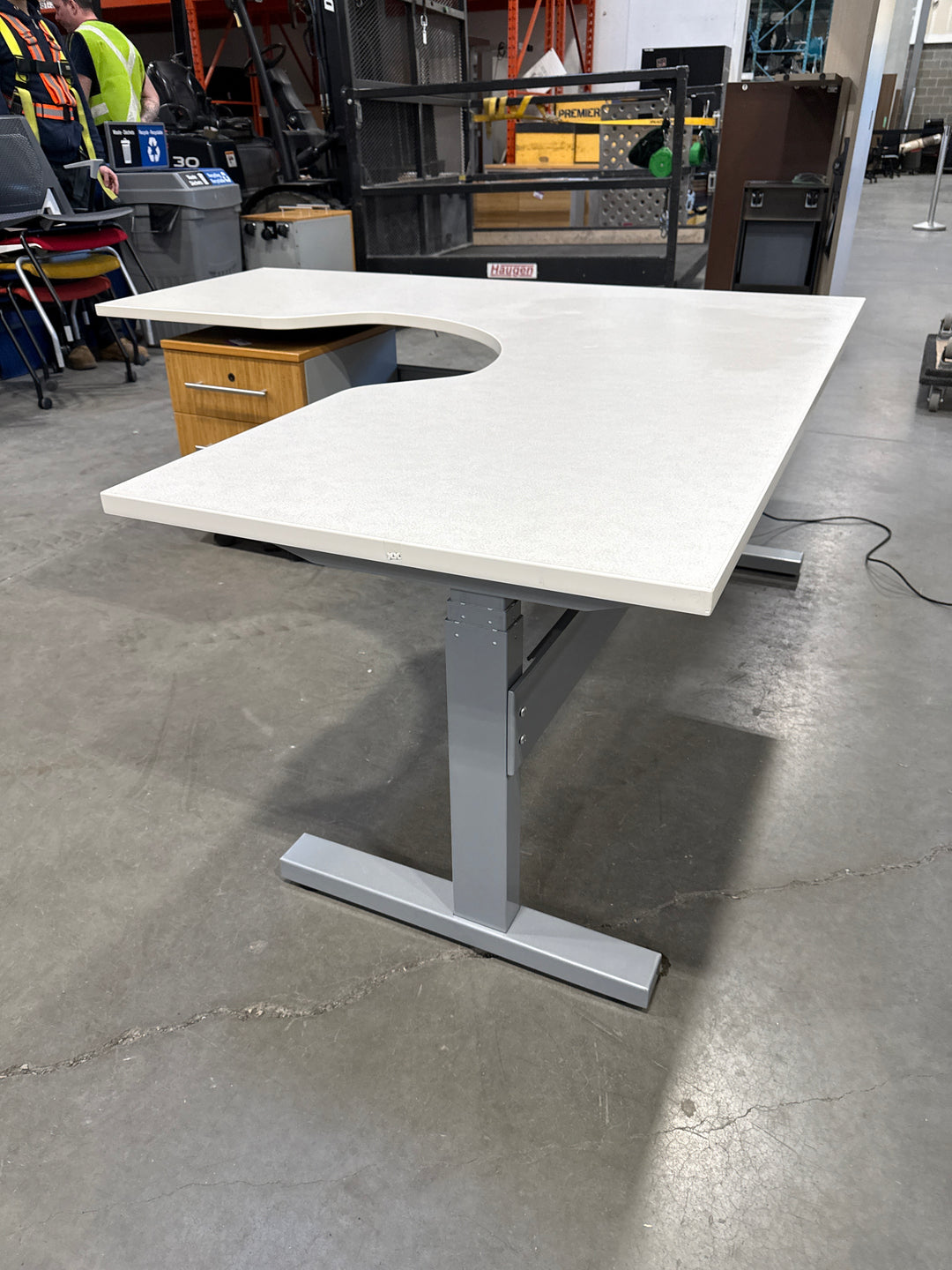 Haworth L-Shape Electronic Sit Stand Desk w/BF Ped