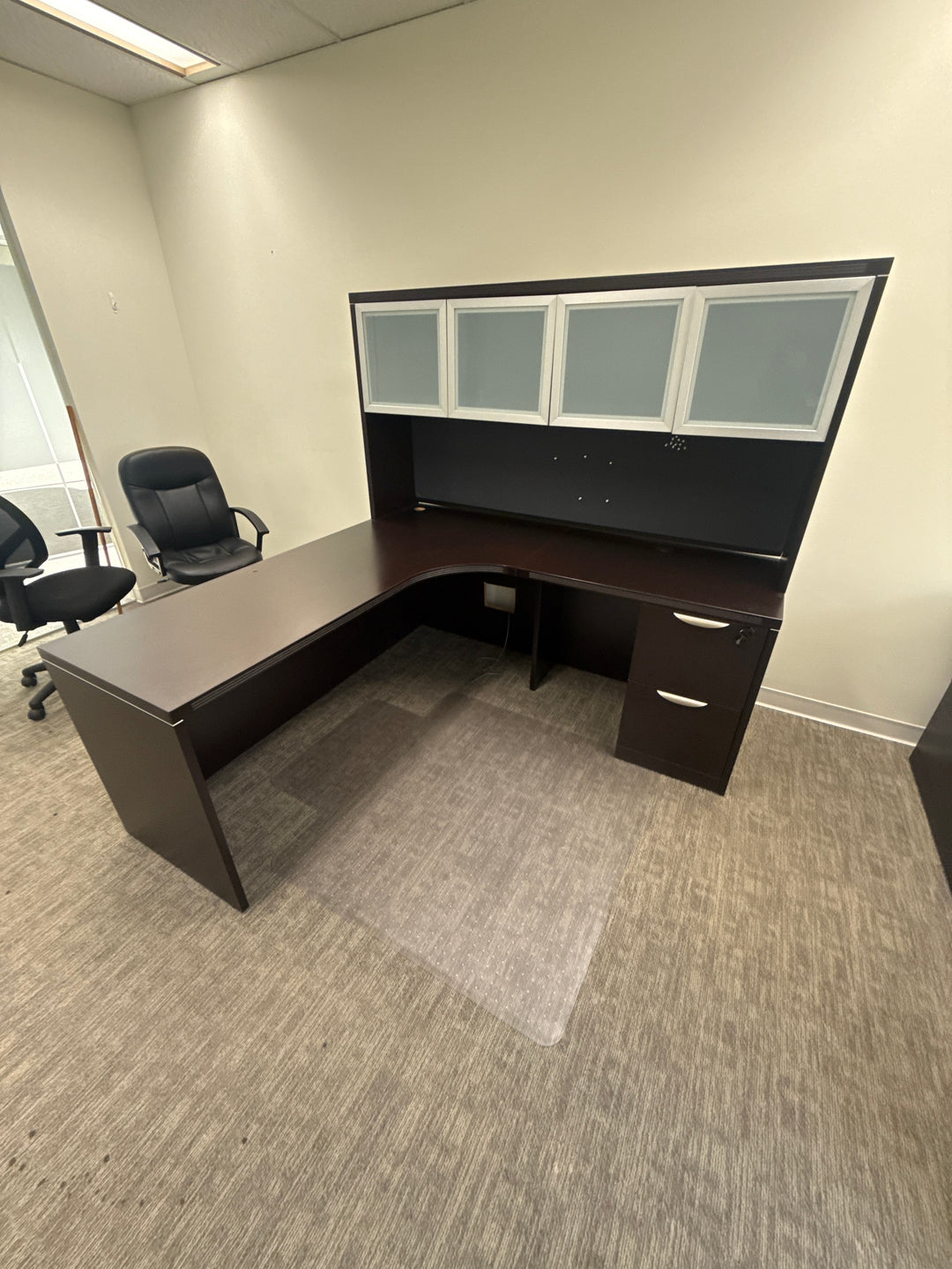 L-Shape Desk w/Hutch, FF Ped