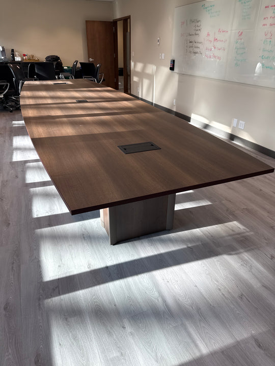 17' Boatshape Boardroom Table w/Electrical