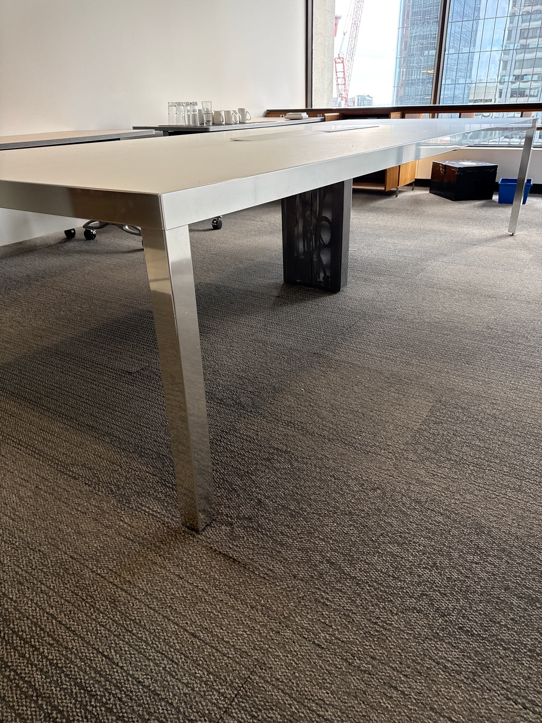 11' Rectangle Glass Top Boardroom Table w/Electrical