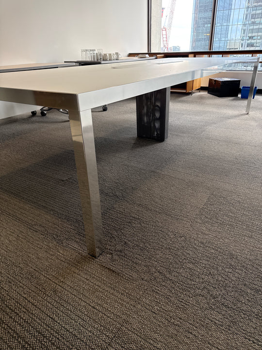11' Rectangle Glass Top Boardroom Table w/Electrical