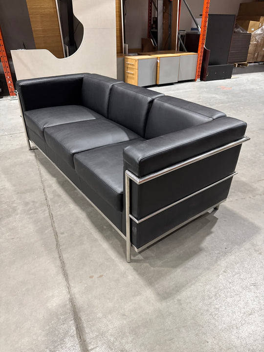 Leather 3 Seat Sofa w/Metal Frame