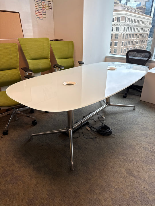 7’ Glass Top Boardroom Table