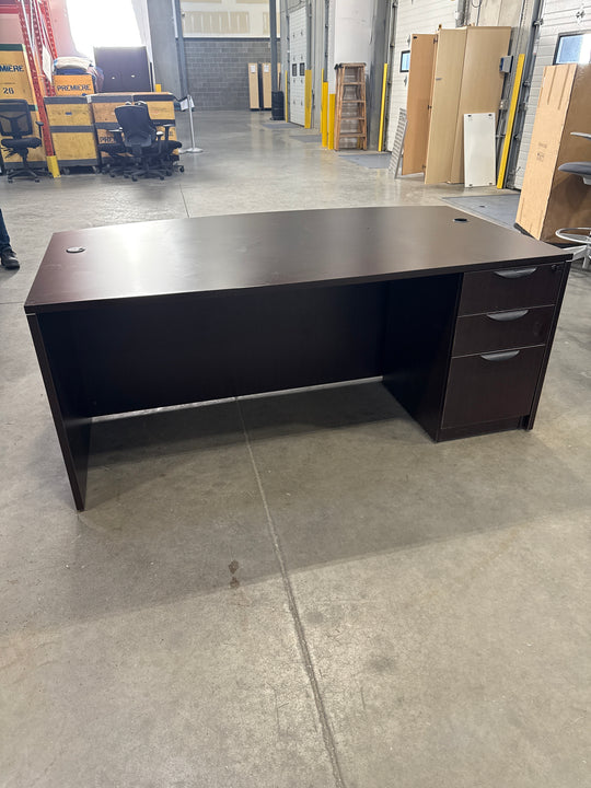 6' Bow Front Straight Desk w/BBF Ped