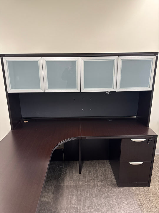 L-Shape Desk w/Hutch, FF Ped