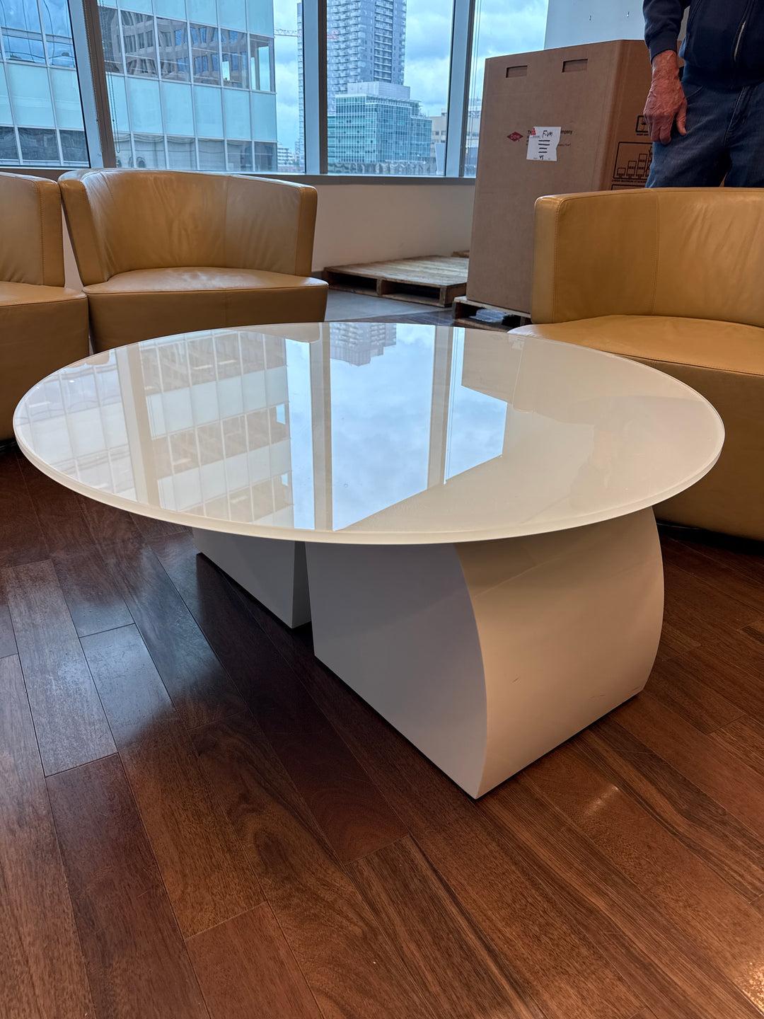 Glass Top Round Coffee Table (Damaged)