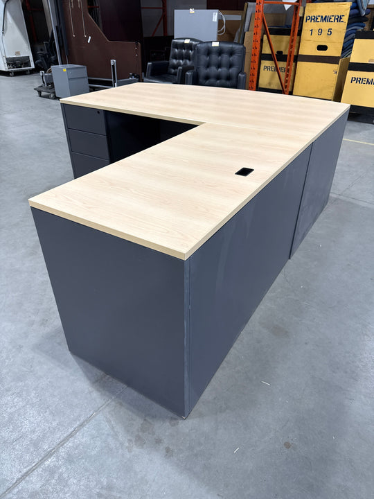 Bow Front L-Shape Desk w/BBF Ped