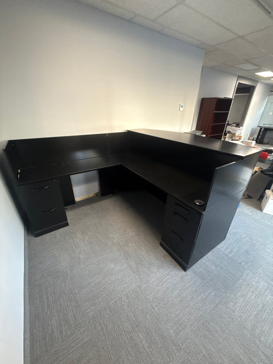 L-Shape Reception Desk w/BBF. FF Ped