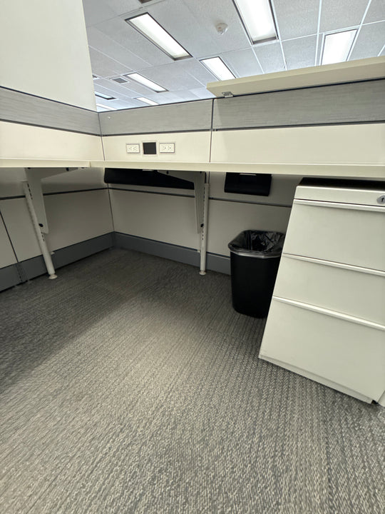 L-Shape Reception Desk w/Wardrobe and BBF Ped