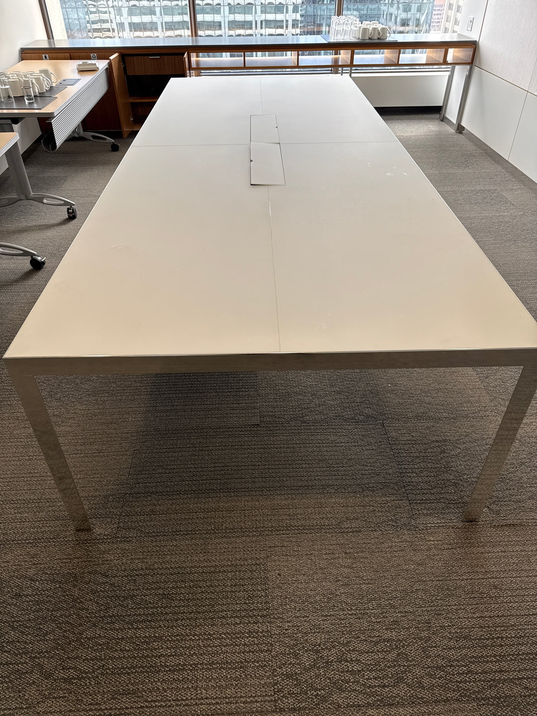 11' Rectangle Glass Top Boardroom Table w/Electrical