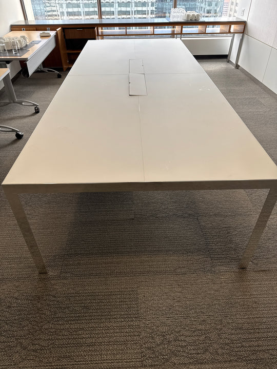 11' Rectangle Glass Top Boardroom Table w/Electrical