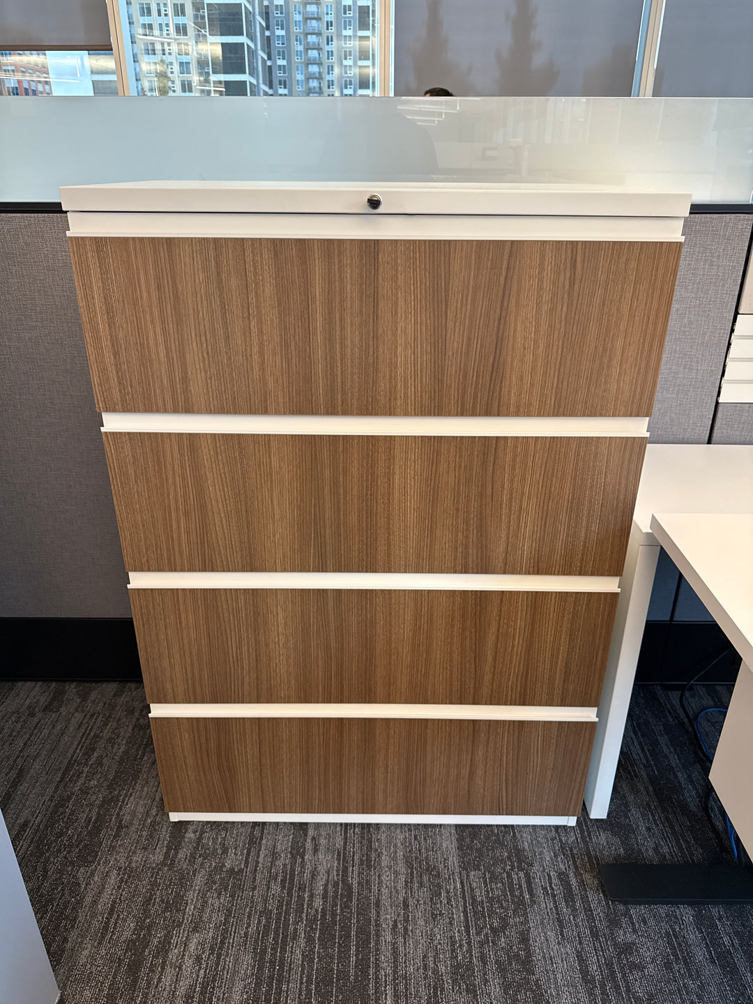 Haworth Metal 4-High Lateral File Cabinet w/Wood Fronts