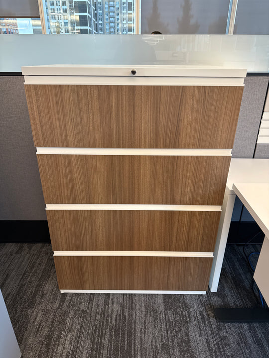 Haworth Metal 4-High Lateral File Cabinet w/Wood Fronts
