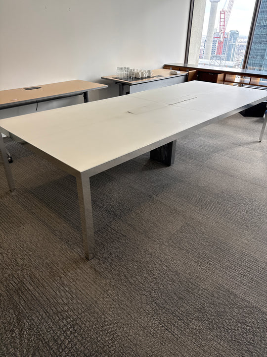11' Rectangle Glass Top Boardroom Table w/Electrical