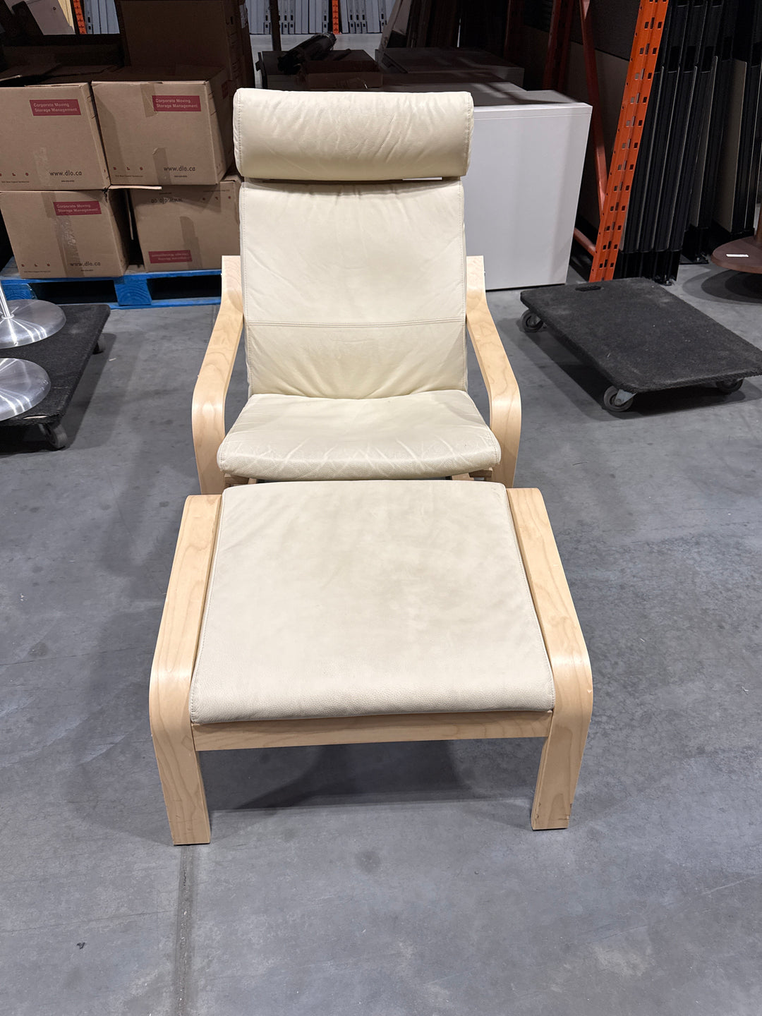 Leather High Back Lounge Chair w/Footrest