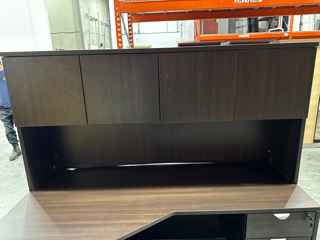 L-Shape Desk w/Hutch, BF Ped