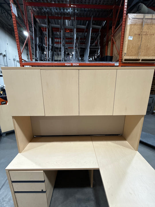 L-Shape Desk w/Hutch and BBF Ped
