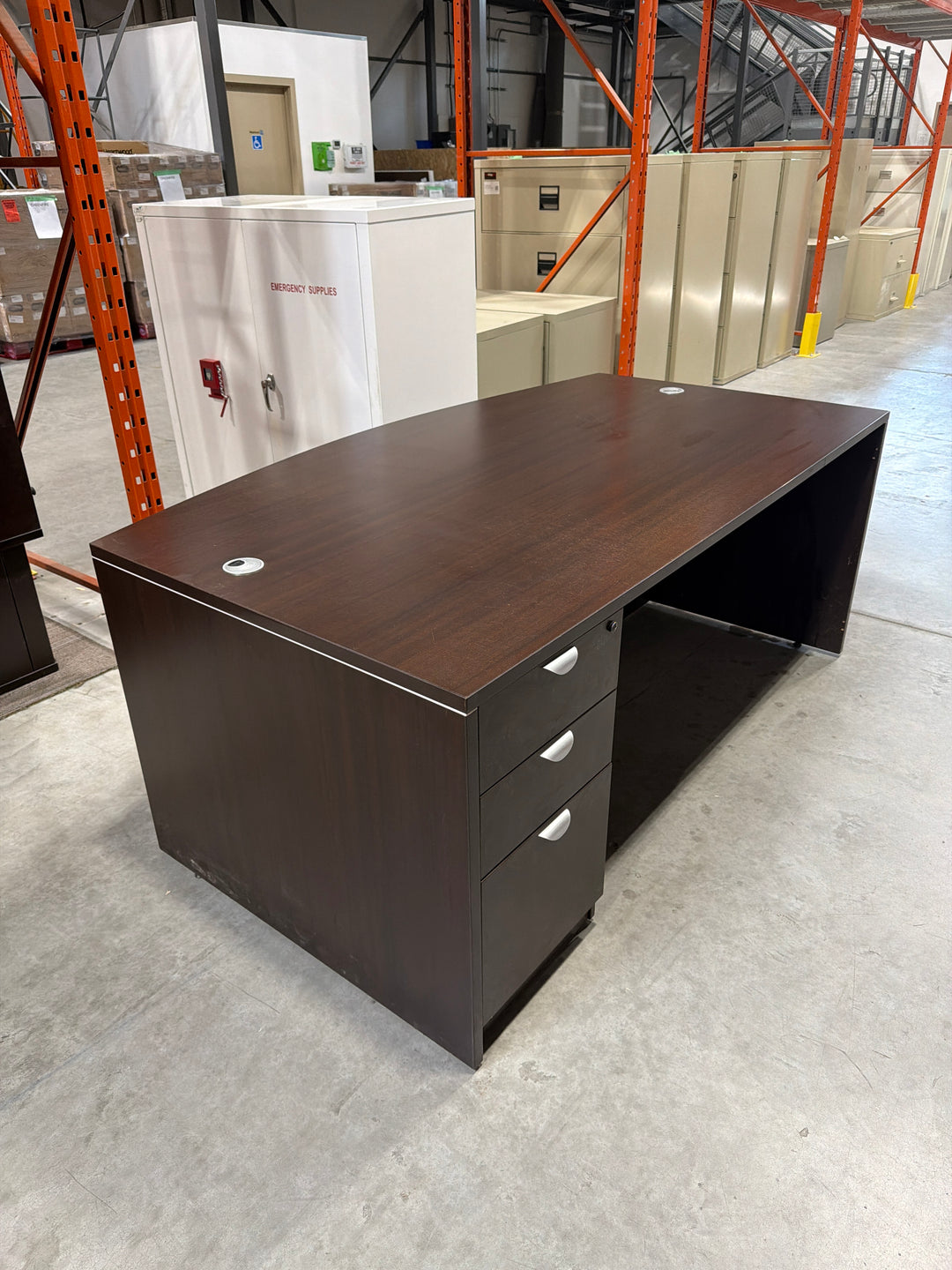 6' Bow Front Straight Desk w/BBF Ped