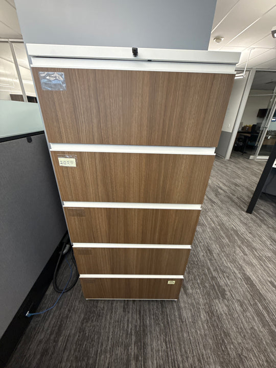 Haworth 5-High Metal Lateral File Cabinet w/Wood Fronts