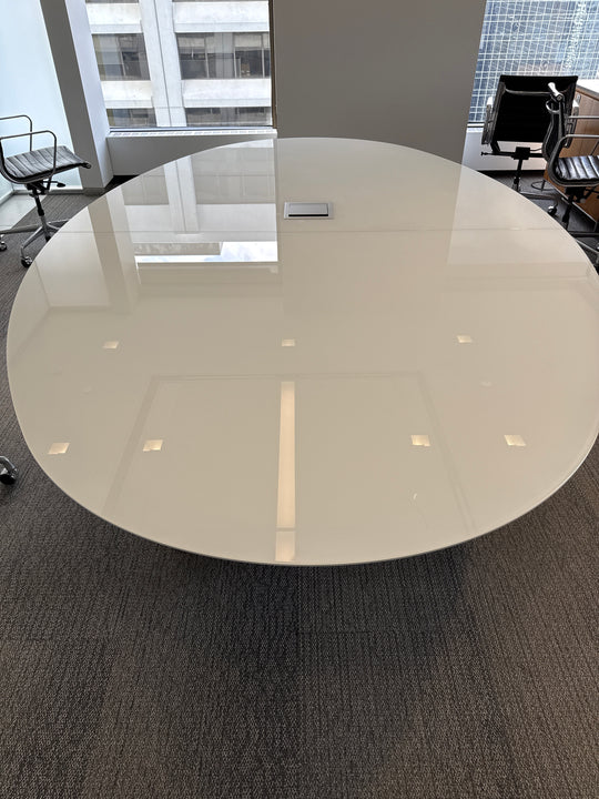 9.5' Oval Glass Top Boardroom Table w/Electrical