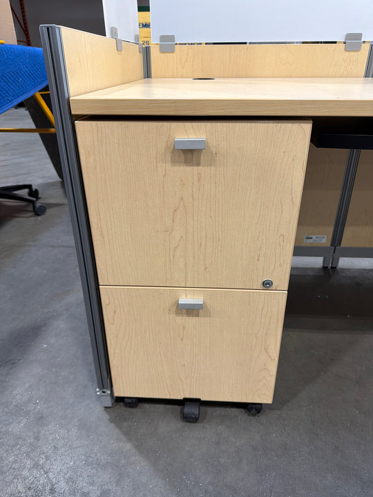 Straight Desk w/FF Ped and Privacy Screens