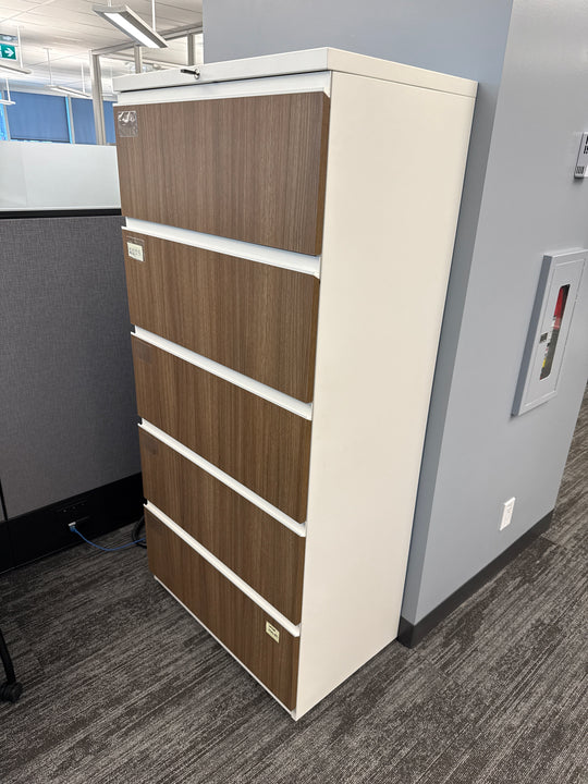 Haworth 5-High Metal Lateral File Cabinet w/Wood Fronts