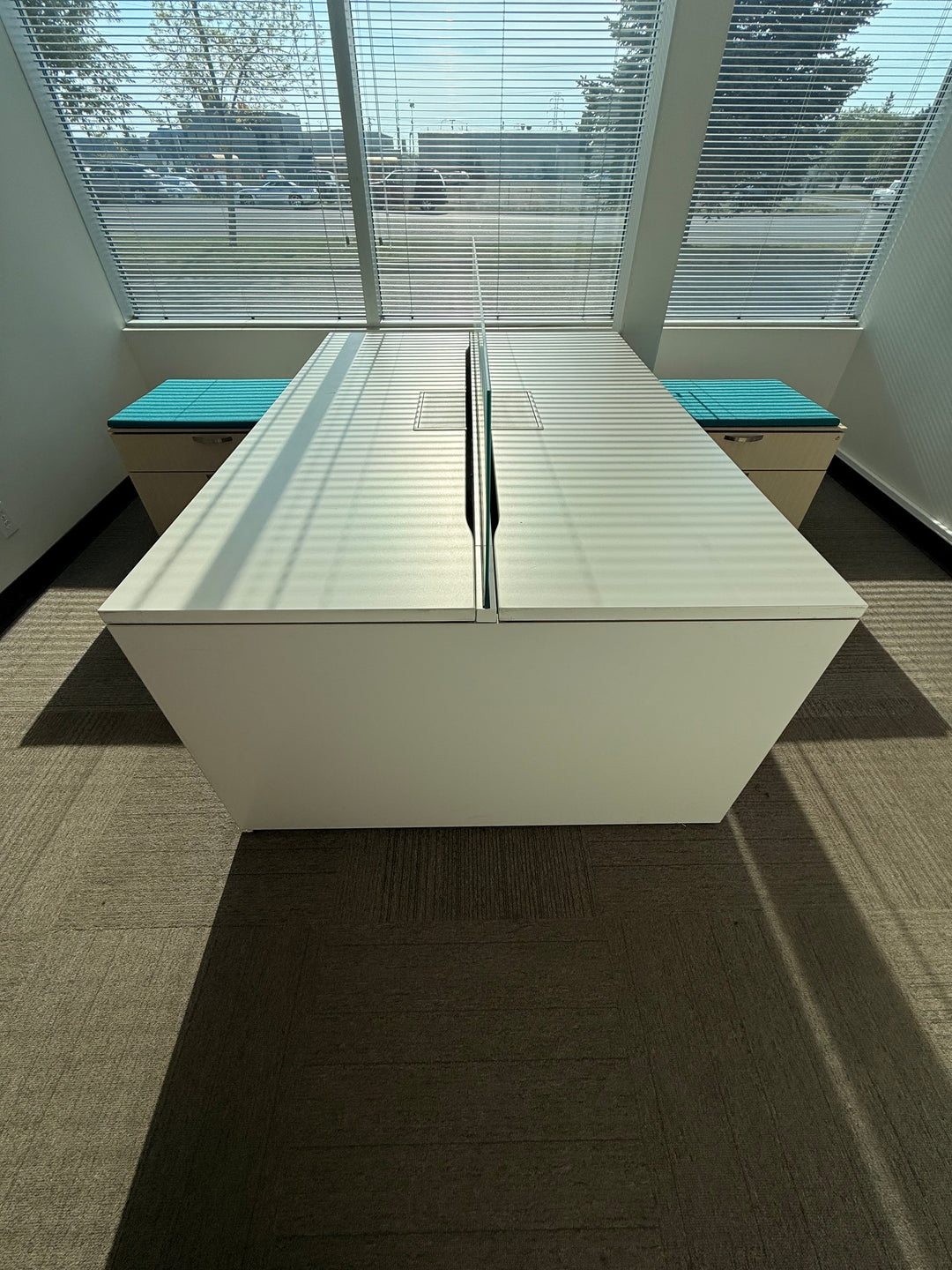 2-Person L-Shape Desk w/Lower Credenza