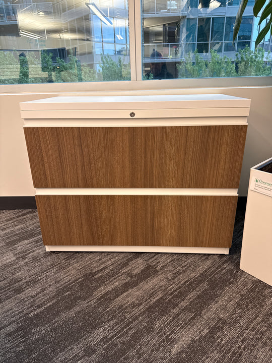 Haworth Metal 2-High Lateral File Cabinet w/Wood Fronts