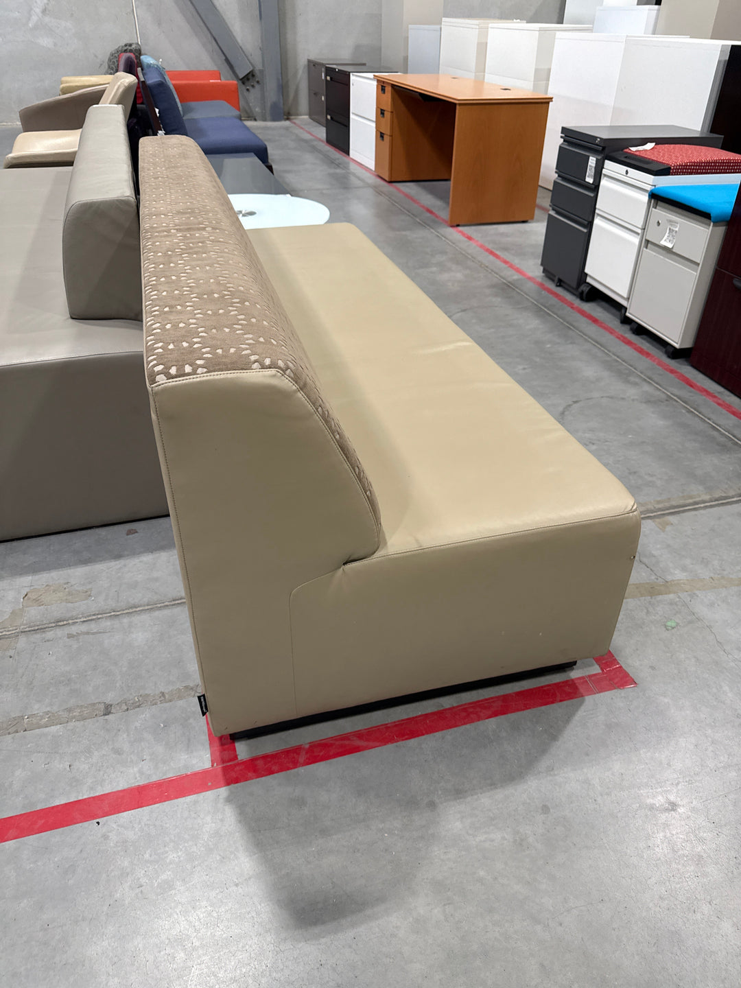 Nienkamper Fabric and Leather Sofa