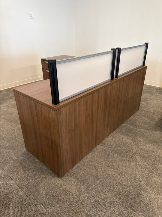 L-Shape Desk w/BBF Ped and Privacy Screen