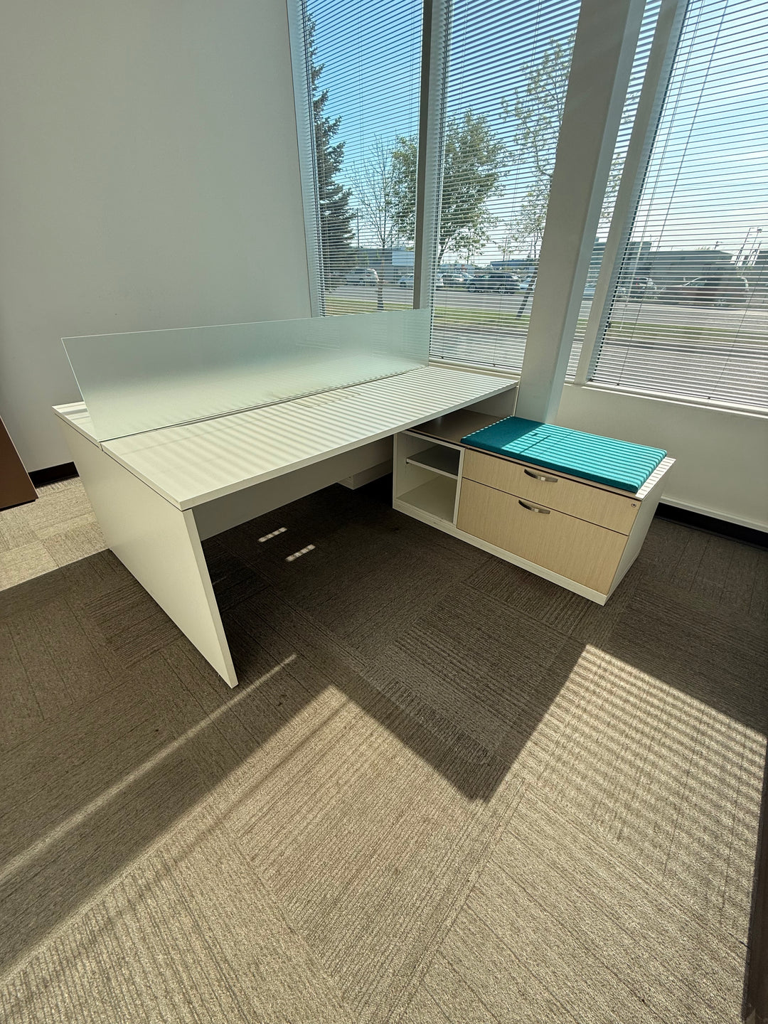 2-Person L-Shape Desk w/Lower Credenza