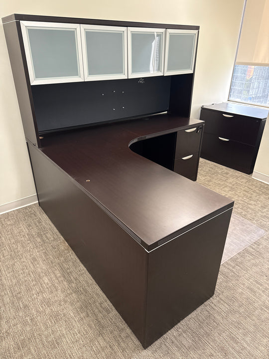 L-Shape Desk w/Hutch, FF Ped