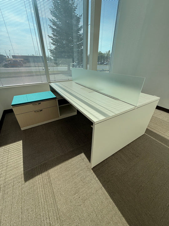 2-Person L-Shape Desk w/Lower Credenza