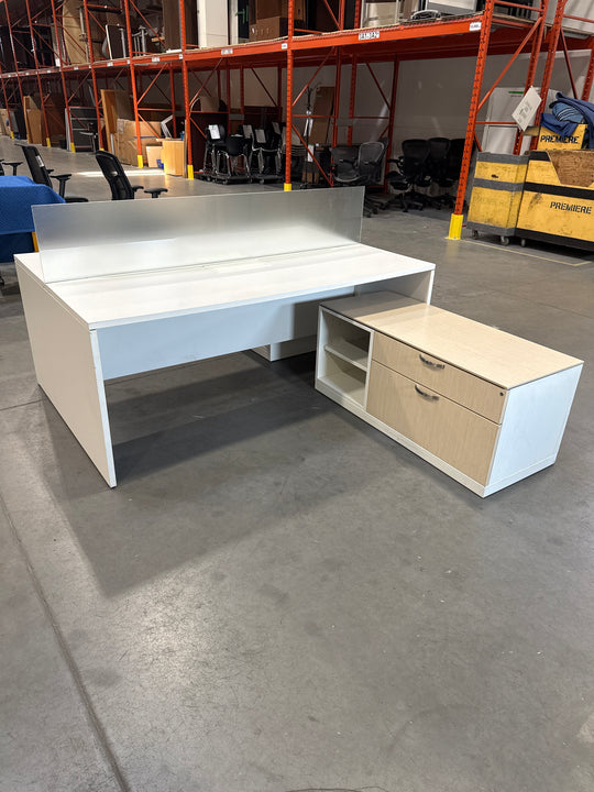 2-Person L-Shape Desk w/Lower Credenza