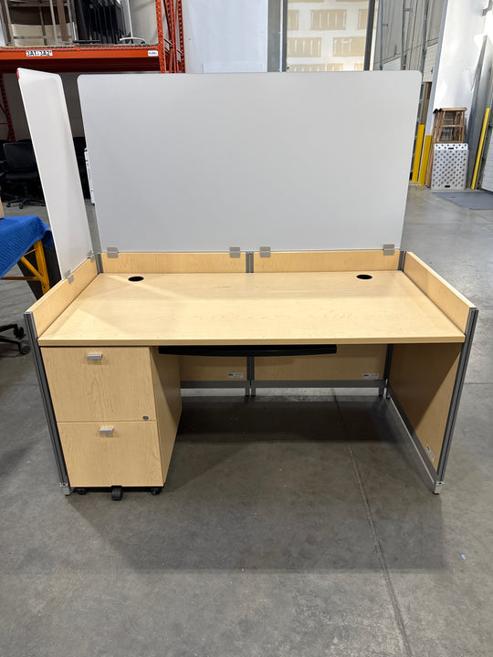 Straight Desk w/FF Ped and Privacy Screens