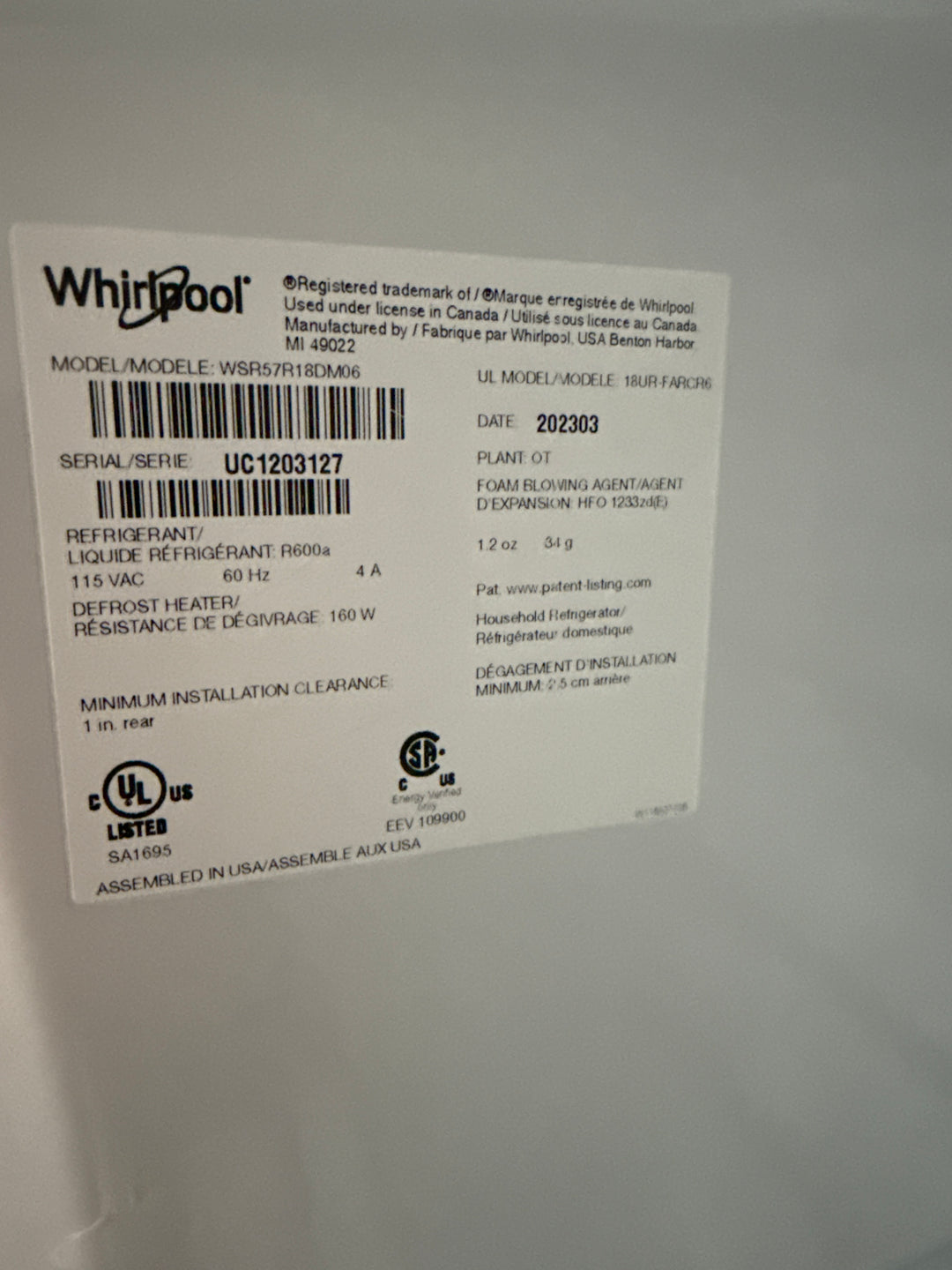 Whirlpool Fridge