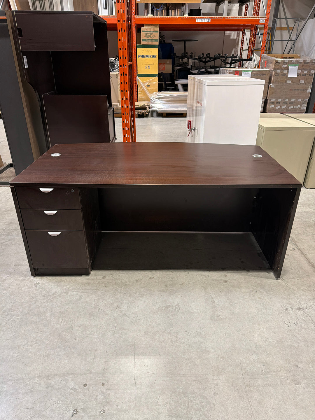 6' Bow Front Straight Desk w/BBF Ped