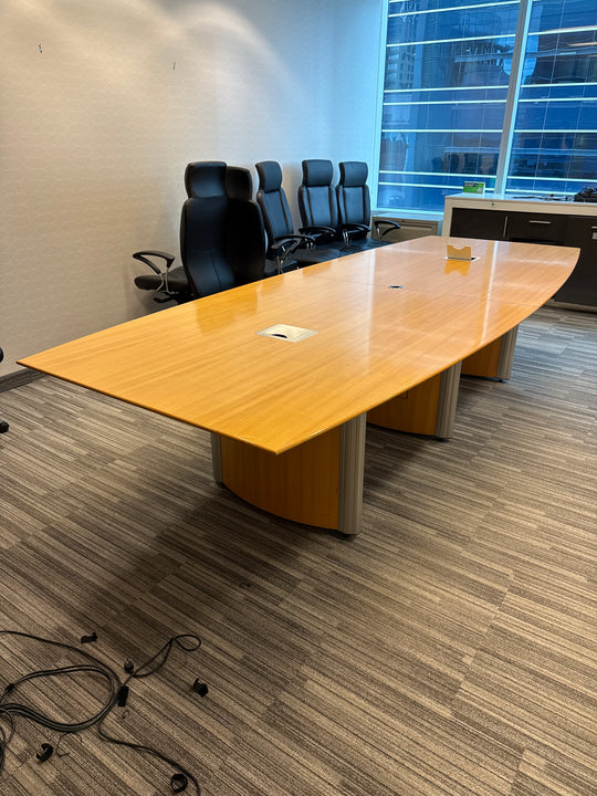 11’ Boatshape Boardroom Table w/Electrical
