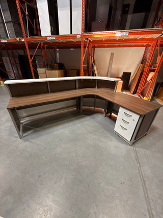 L-Shape Reception Desk w/BBF Ped
