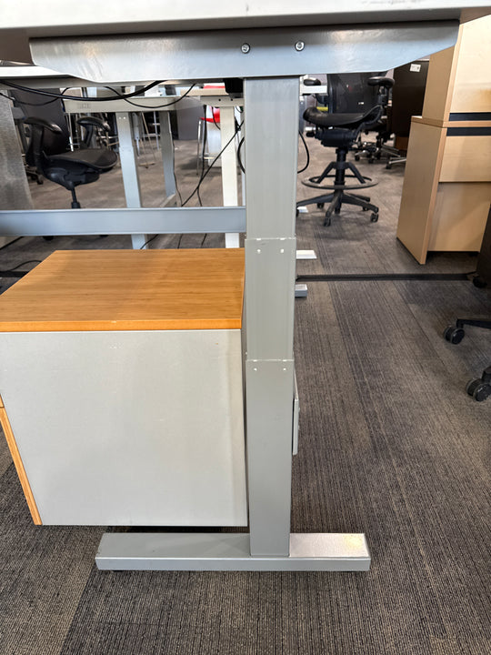 Haworth L-Shape Electronic Sit Stand Desk w/BF Ped